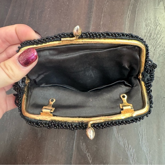 Vintage Black Beaded Clutch formal - Picture 4 of 6